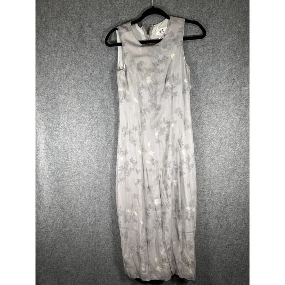 Armani Exchange Dress Women 0 Silkver Silk Maxi Floral Chiffon Fairy‎ Whimsical - Picture 1 of 5